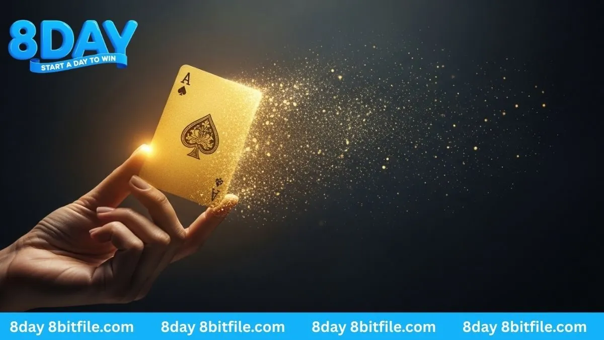 Hình ảnh ẩn dụ về rủi ro tài chính tại 8DAY với lá bài vàng đang tan rã.